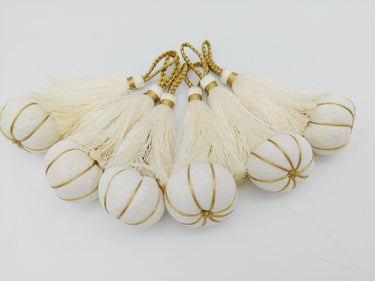 Beige and Gold Pumpkin Tassels, Latkan, Indian Tassels
